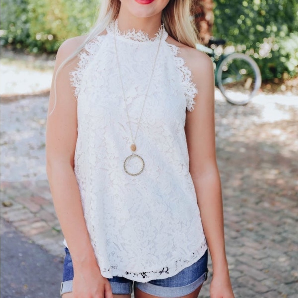 NWT Boutique Halter Top Small Lace Festival Boho Fairy Whimsy Eyelet Romantic